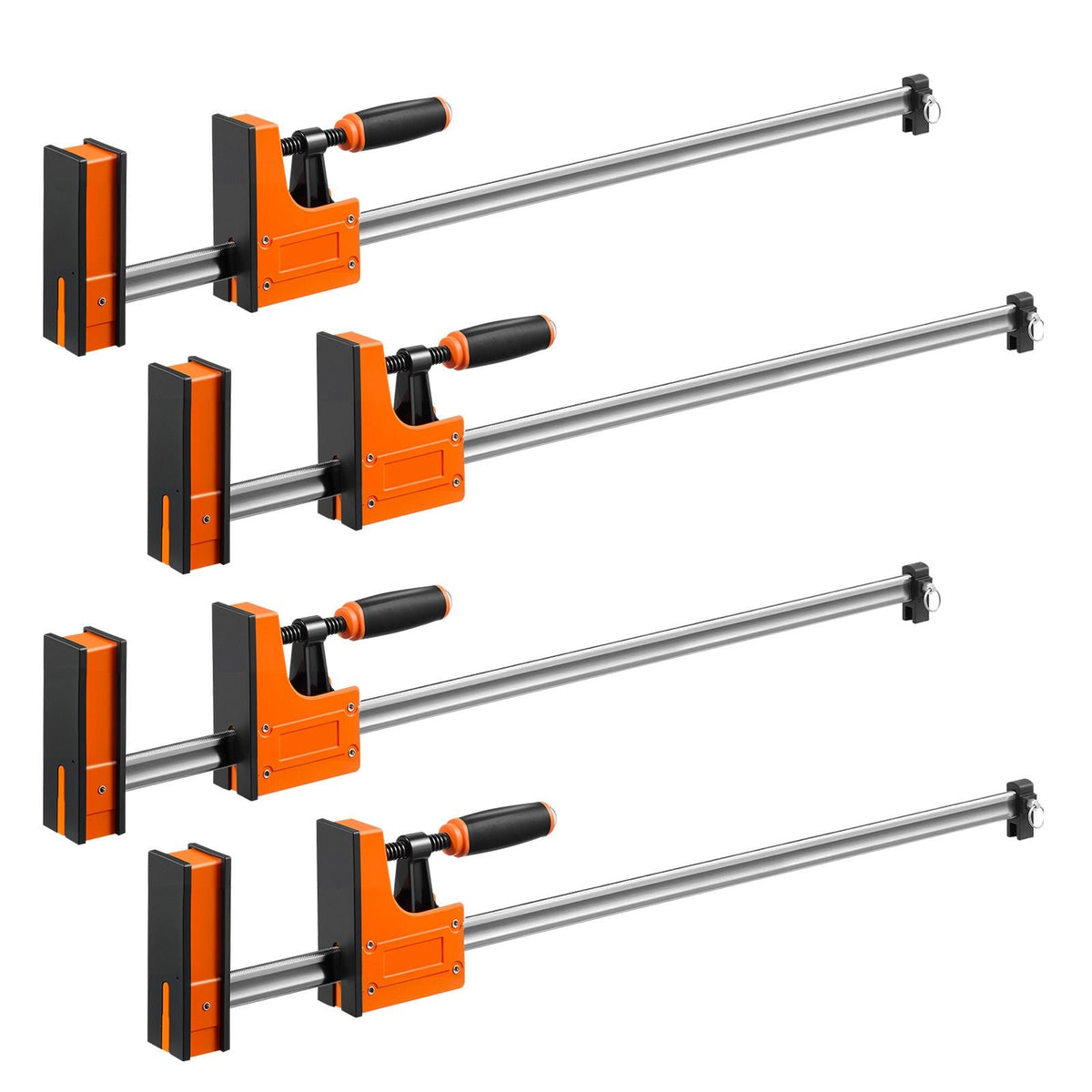 Bar Clamps for Woodworking, 4-Pack, 24" and 31" F Clamps, 1100 lbs Load Limit, Clamp/Spreader 2 Modes, Soft Rubber Pads, Ergonomic Handle, Carbon Steel Bar, for Wood Working and Metal Working