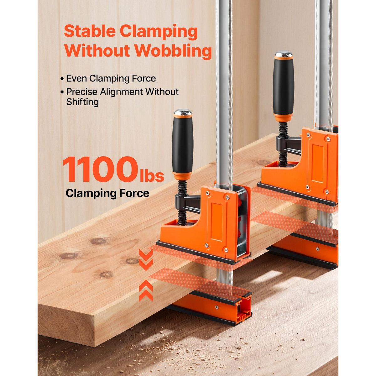 Bar Clamps for Woodworking, 4-Pack, 24" and 31" F Clamps, 1100 lbs Load Limit, Clamp/Spreader 2 Modes, Soft Rubber Pads, Ergonomic Handle, Carbon Steel Bar, for Wood Working and Metal Working