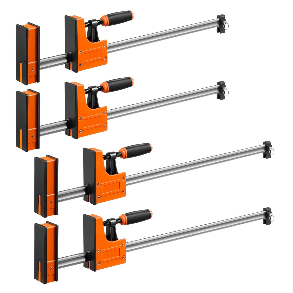 Bar Clamps for Woodworking, 4-Pack, 24" and 31" F Clamps, 1100 lbs Load Limit, Clamp/Spreader 2 Modes, Soft Rubber Pads, Ergonomic Handle, Carbon Steel Bar, for Wood Working and Metal Working