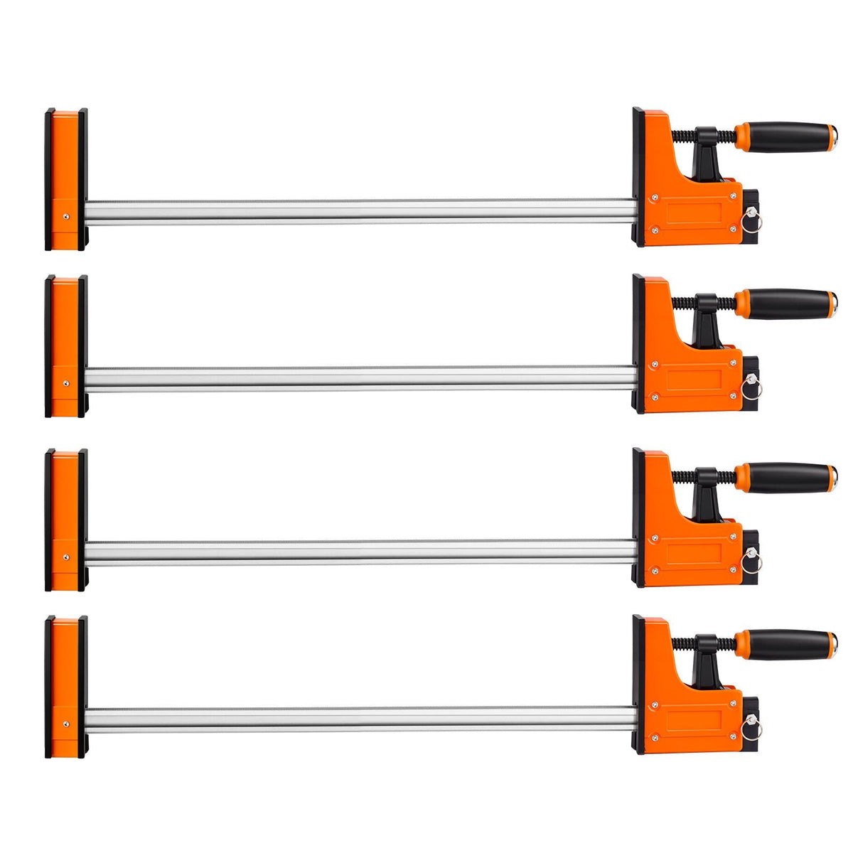 Bar Clamps for Woodworking, 4-Pack, 24" Opening F Clamps, 1500 lbs Load Limit, Clamp/Spreader 2 Modes, Soft Rubber Pads, Ergonomic Handle, Carbon Steel Bar, for Wood Working and Metal Working