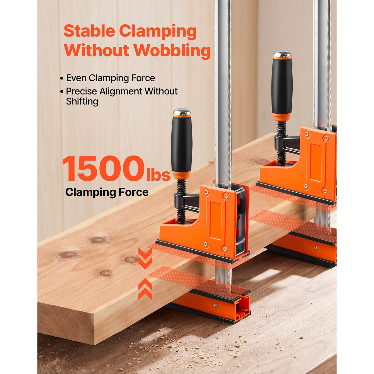 Bar Clamps for Woodworking, 4-Pack, 24" Opening F Clamps, 1500 lbs Load Limit, Clamp/Spreader 2 Modes, Soft Rubber Pads, Ergonomic Handle, Carbon Steel Bar, for Wood Working and Metal Working
