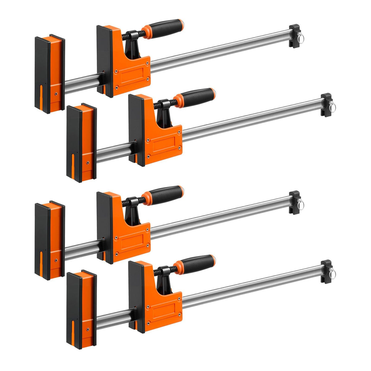 Bar Clamps for Woodworking, 4-Pack, 24" Opening F Clamps, 1500 lbs Load Limit, Clamp/Spreader 2 Modes, Soft Rubber Pads, Ergonomic Handle, Carbon Steel Bar, for Wood Working and Metal Working