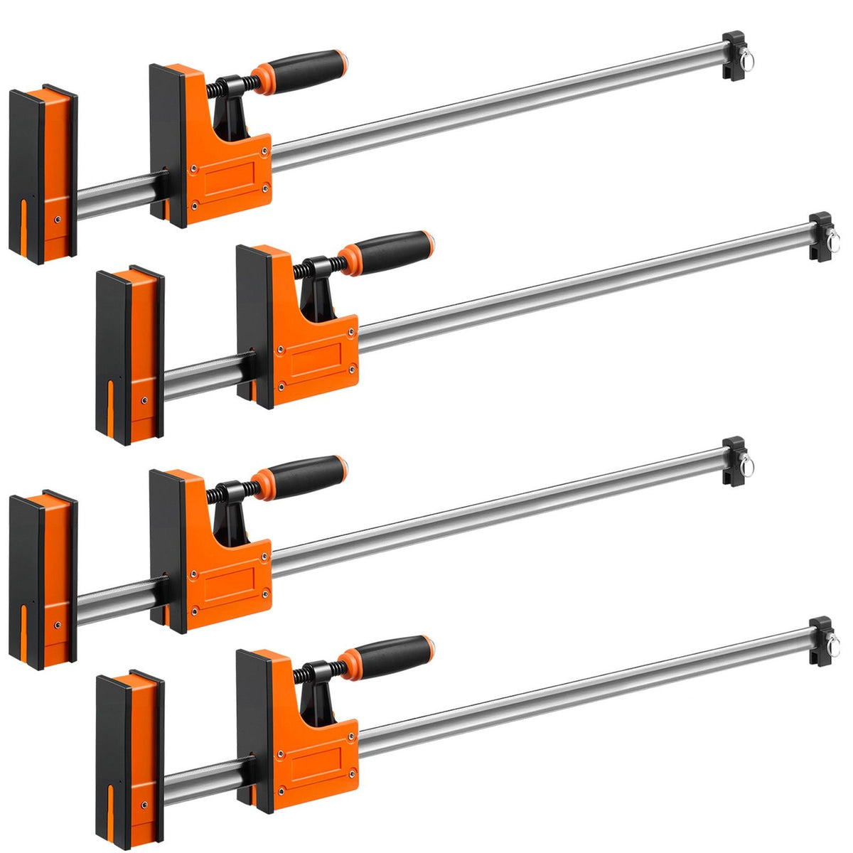 Bar Clamps for Woodworking, 4-Pack, 36" Opening F Clamps, 1500 lbs Load Limit, Clamp/Spreader 2 Modes, Soft Rubber Pads, Ergonomic Handle, Carbon Steel Bar, for Wood Working and Metal Working