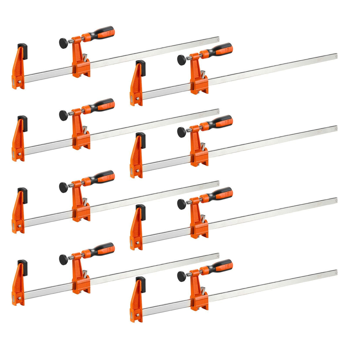Bar Clamps for Woodworking, 8-Pack, 24" Opening F Clamps, 600 lbs Load Limit, with Plastic Pad and Self-Locking Design, Premium Cast Iron and Carbon Steel, for Wood Working and Metal Working