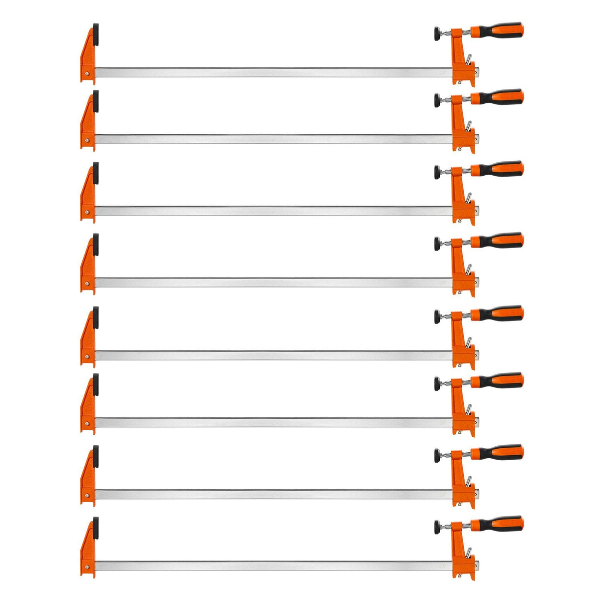 Bar Clamps for Woodworking, 8-Pack, 24" Opening F Clamps, 600 lbs Load Limit, with Plastic Pad and Self-Locking Design, Premium Cast Iron and Carbon Steel, for Wood Working and Metal Working