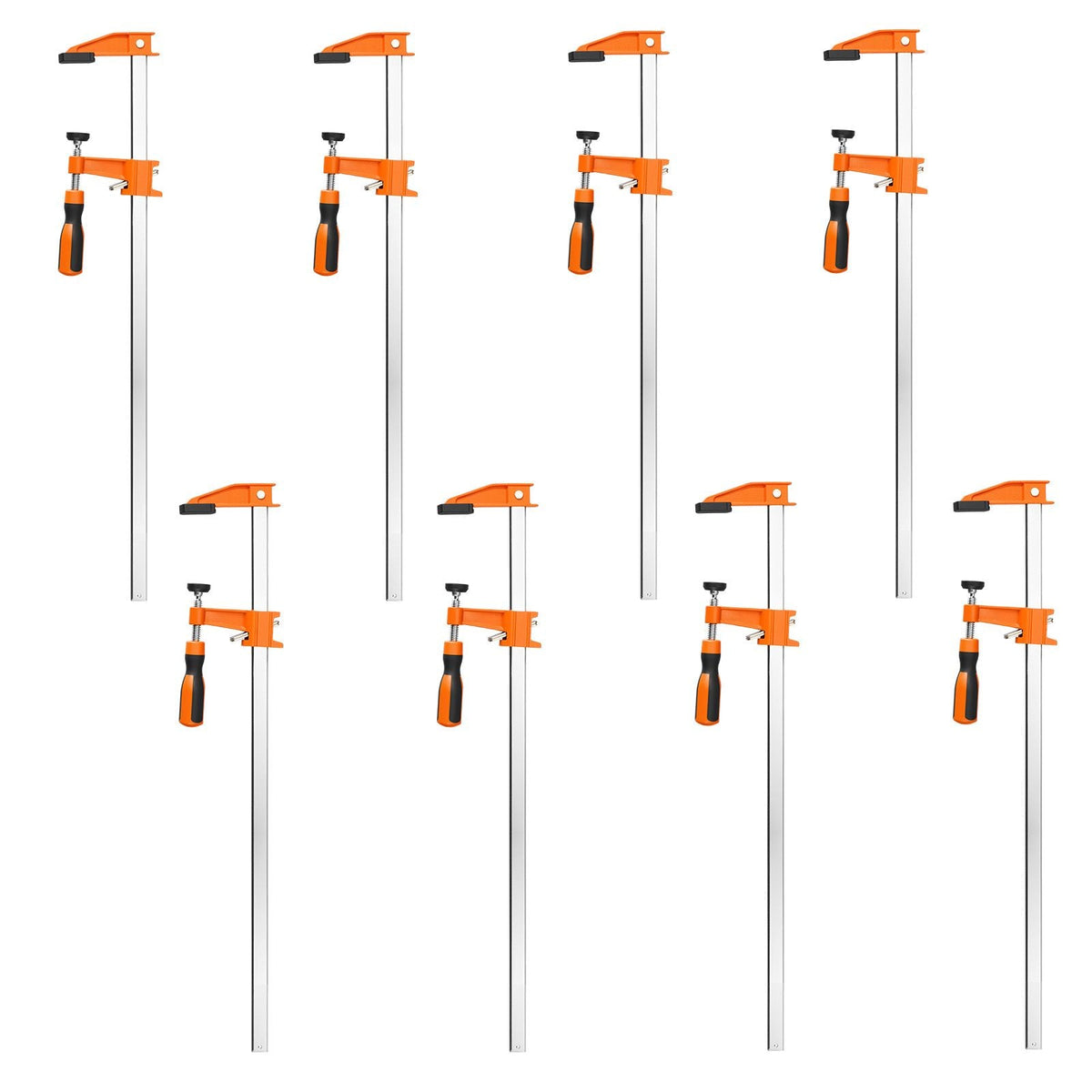 Bar Clamps for Woodworking, 8-Pack, 24" Opening F Clamps, 600 lbs Load Limit, with Plastic Pad and Self-Locking Design, Premium Cast Iron and Carbon Steel, for Wood Working and Metal Working