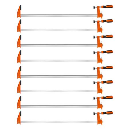 Bar Clamps for Woodworking, 8-Pack, 24" Opening F Clamps, 600 lbs Load Limit, with Plastic Pad and Self-Locking Design, Premium Cast Iron and Carbon Steel, for Wood Working and Metal Working