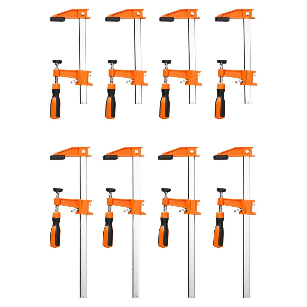 Bar Clamps for Woodworking, 8-Pack, 6" and 12" F Clamps, 600 lbs Load Limit, with Plastic Pad and Self-Locking Design, Malleable Iron and Carbon Steel, for Wood Working and Metal Working