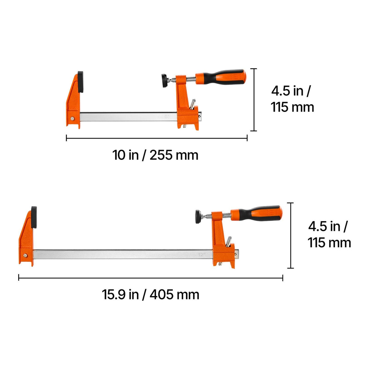 Bar Clamps for Woodworking, 8-Pack, 6" and 12" F Clamps, 600 lbs Load Limit, with Plastic Pad and Self-Locking Design, Malleable Iron and Carbon Steel, for Wood Working and Metal Working