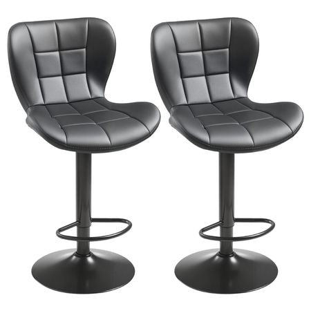 Bar Stool Set of 2, Modern PU Leather Counter Height Stools, Swivel Kitchen Barstool with Back and Footrest, Height Adjustable Armless Bar Chair, Island Barstools for Kitchen, Dining Room, Black