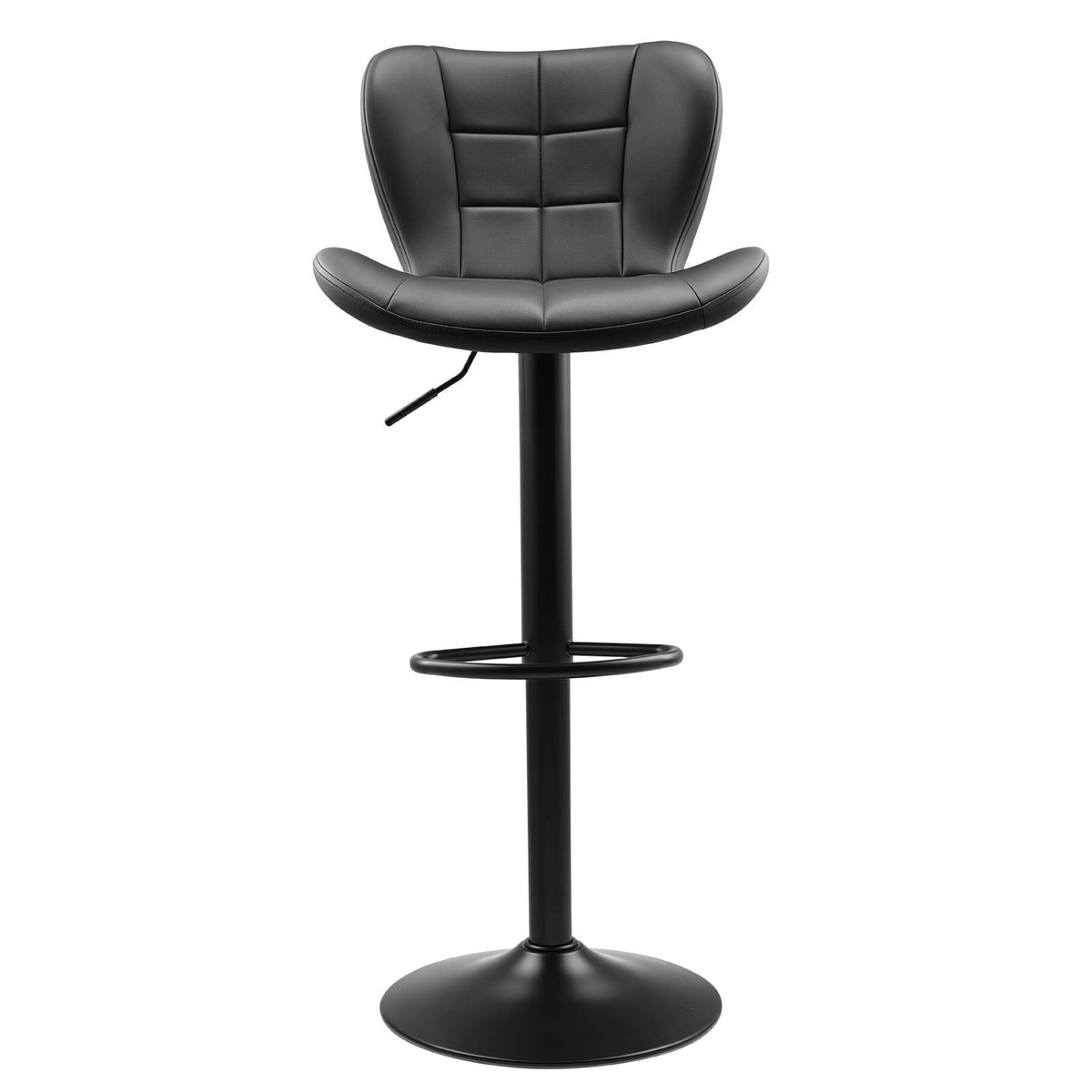 Bar Stool Set of 2, Modern PU Leather Counter Height Stools, Swivel Kitchen Barstool with Back and Footrest, Height Adjustable Armless Bar Chair, Island Barstools for Kitchen, Dining Room, Black