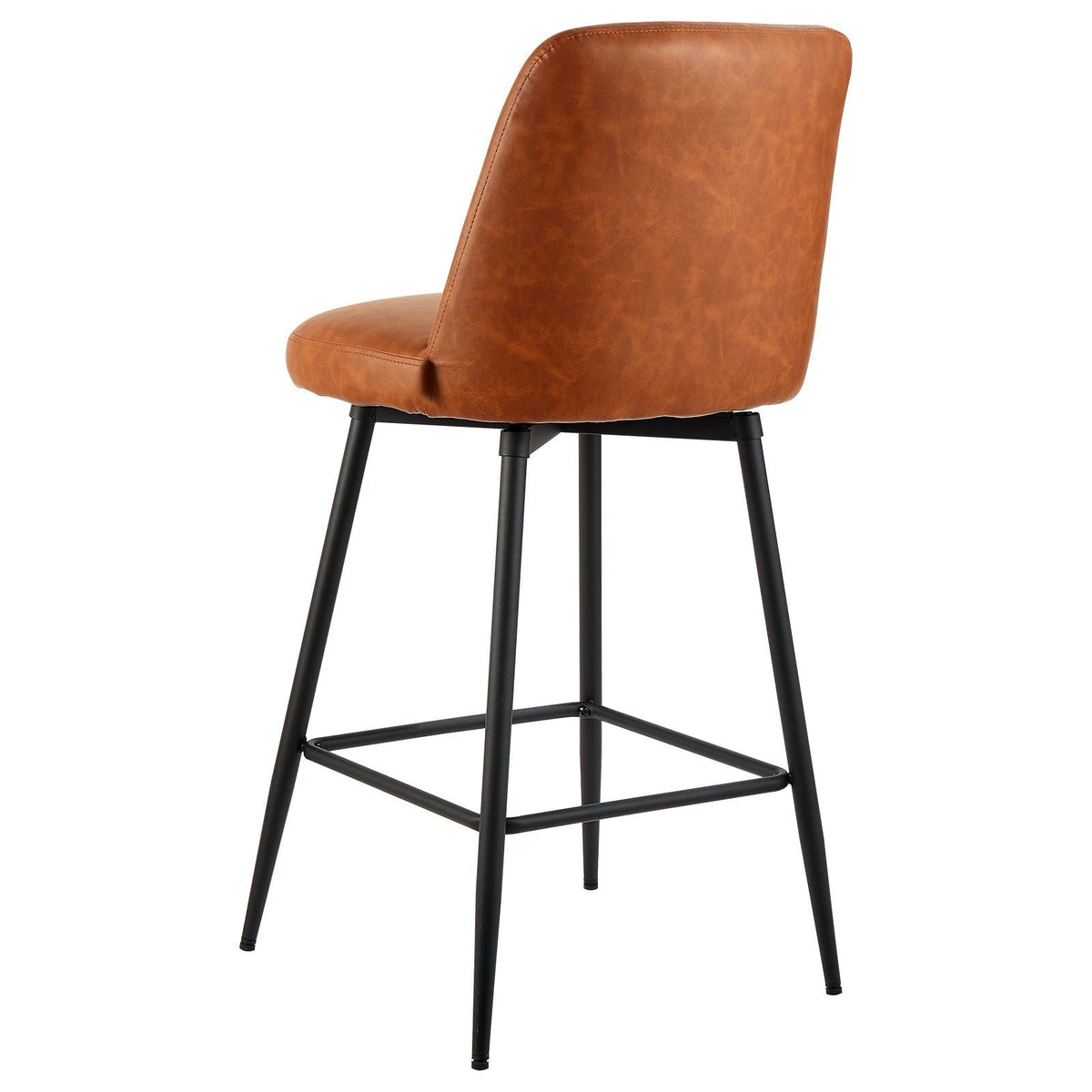 Bar Stool Set of 3, 27 inch Counter Height Swivel Stools, Modern PU Leather Counter Barstool with Backrest and Metal Legs, Armless Bar Chair, Island Barstool for Kitchen, Dining Room, Brown