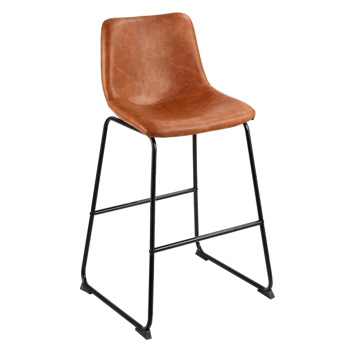 Bar Stool Set of 4, 26 inch Counter Height Stools, Modern PU Leather Counter Barstool with Backrest, Metal Legs, Easy Assembly Armless Bar Chair, Island Barstool for Kitchen, Dining Room, Brown