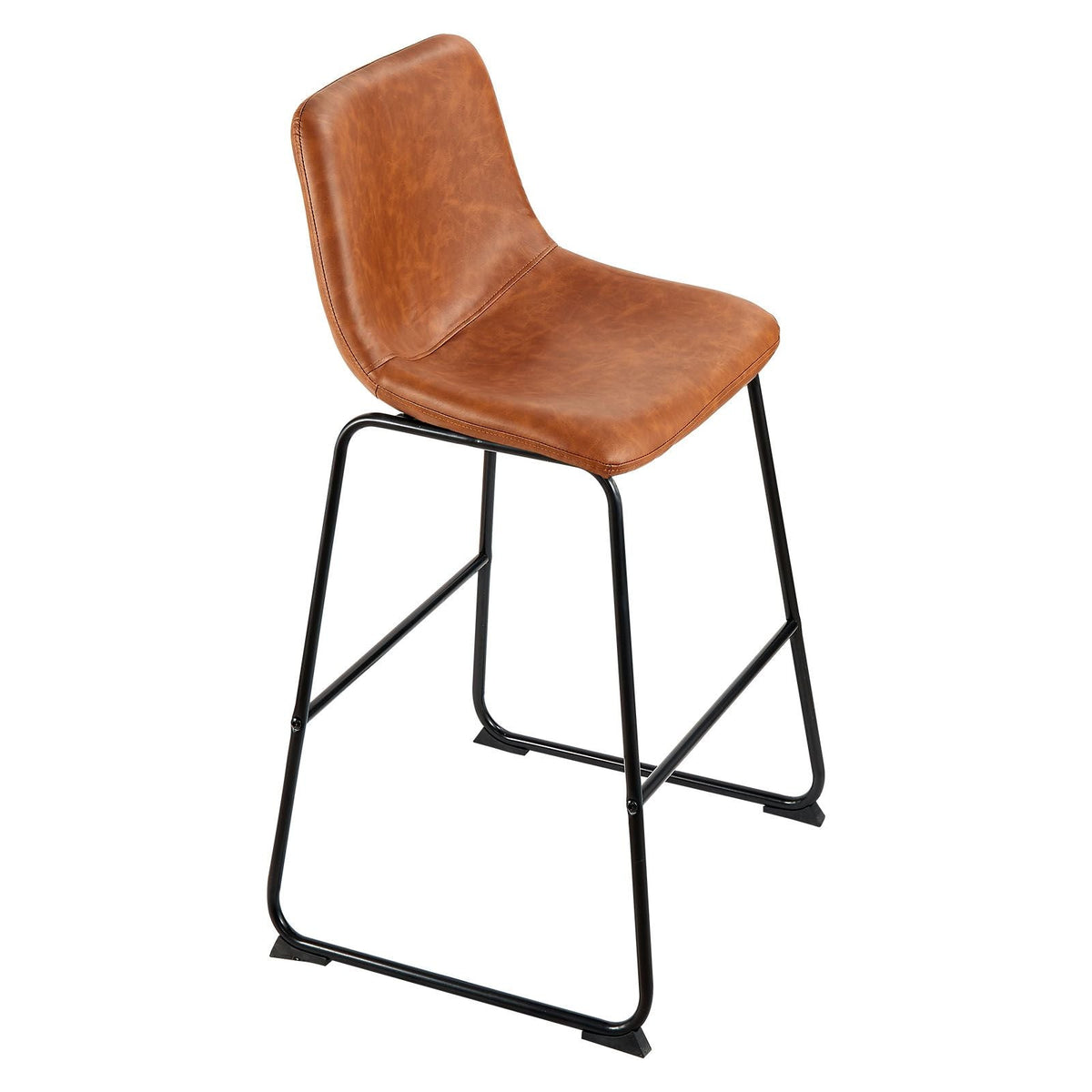 Bar Stool Set of 4, 26 inch Counter Height Stools, Modern PU Leather Counter Barstool with Backrest, Metal Legs, Easy Assembly Armless Bar Chair, Island Barstool for Kitchen, Dining Room, Brown