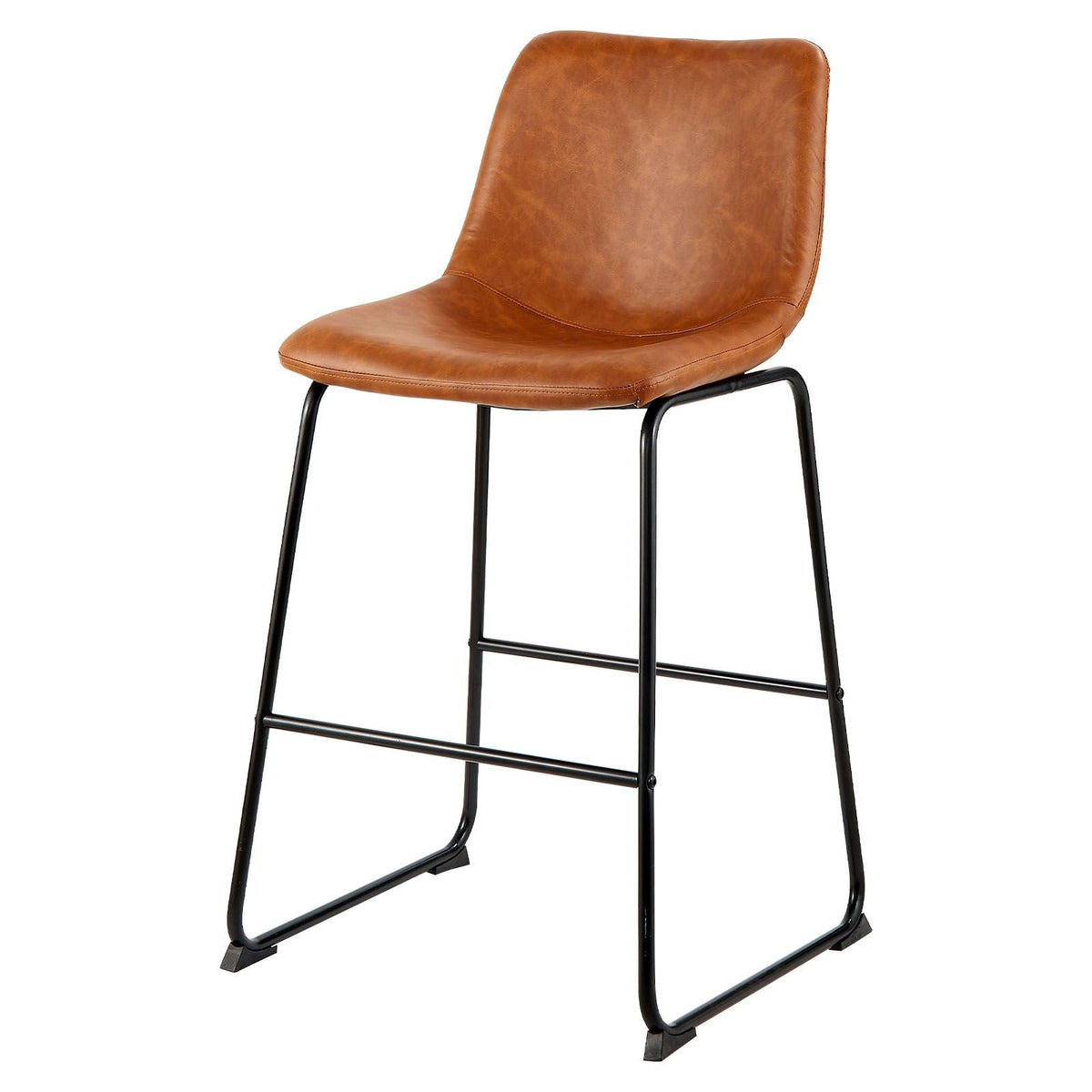 Bar Stool Set of 4, 26 inch Counter Height Stools, Modern PU Leather Counter Barstool with Backrest, Metal Legs, Easy Assembly Armless Bar Chair, Island Barstool for Kitchen, Dining Room, Brown