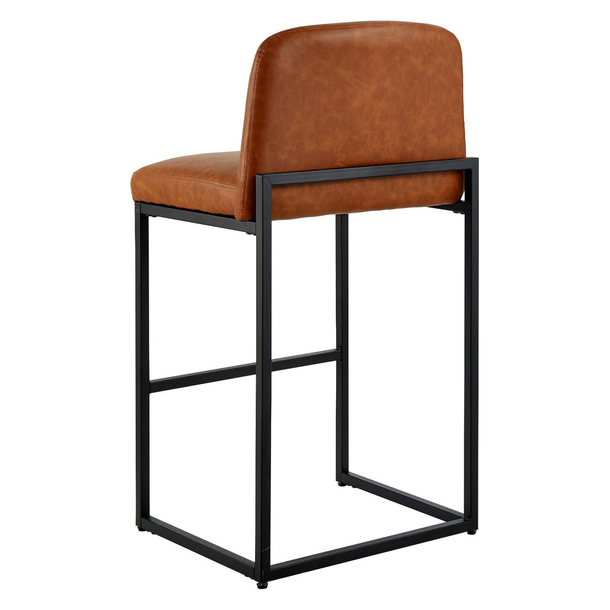 Bar Stool Set of 4, 27 inch Counter Height Stools, Modern PU Leather Counter Barstool with Backrest, Metal Legs, Easy Assembly Armless Bar Chair, Island Barstool for Kitchen, Dining Room, Brown