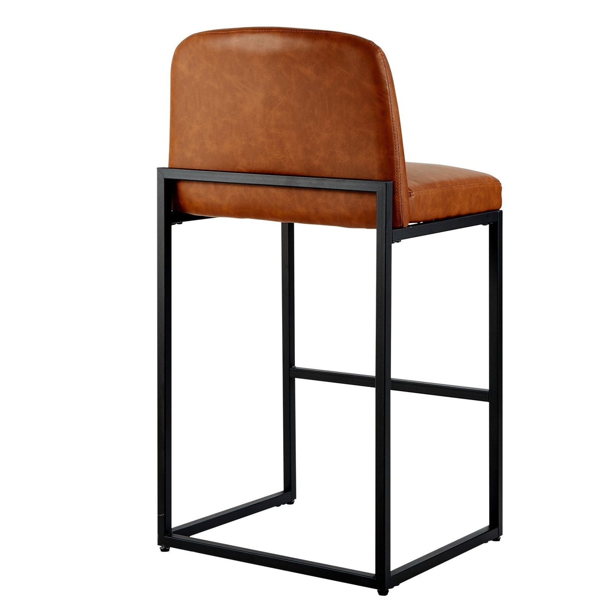 Bar Stool Set of 4, 27 inch Counter Height Stools, Modern PU Leather Counter Barstool with Backrest, Metal Legs, Easy Assembly Armless Bar Chair, Island Barstool for Kitchen, Dining Room, Brown
