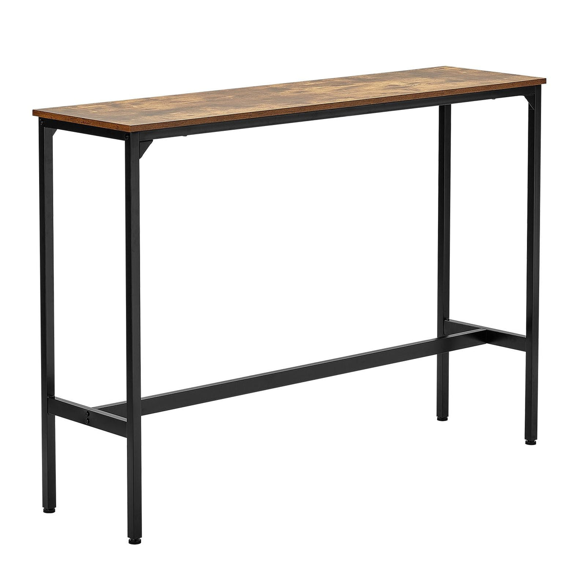 Bar Table, Sturdy Metal Frame High Top Pub Table, Narrow Long Kitchen Dining, Cocktail Counter Bar Height Desk, Easy to Assemble, 55x15x39 in, for Living Room Party, Rustic Brown and Black
