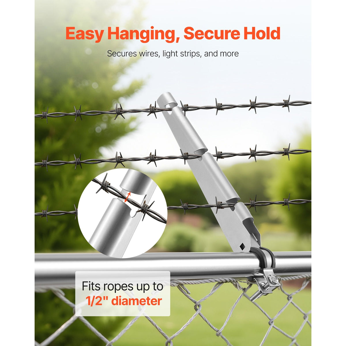 Barbed Wire Arm, 10 Packs 14.8 in Fence Post Extender for 1.3" to 1.5" Chain Link Fences, U Bracket Design, Galvanized Steel Fence Height Extender, Protect Privacy and Prevent Pets Jumping Off