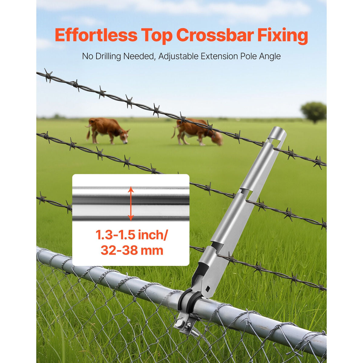 Barbed Wire Arm, 10 Packs 14.8 in Fence Post Extender for 1.3" to 1.5" Chain Link Fences, U Bracket Design, Galvanized Steel Fence Height Extender, Protect Privacy and Prevent Pets Jumping Off