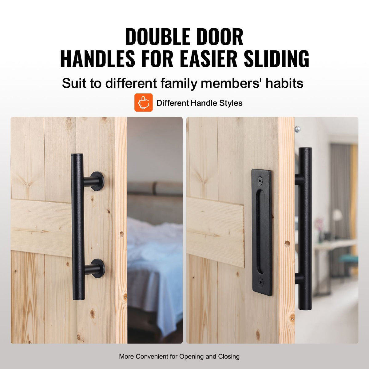 Barn Door and Hardware Kit, 36" x 84" Wood Sliding Barn Door, Smoothly and Quietly, Barn Door Kit with 8-in-1 Floor Guide and Door Handle, Spruce Wood Panelled Slab, Easy to Install