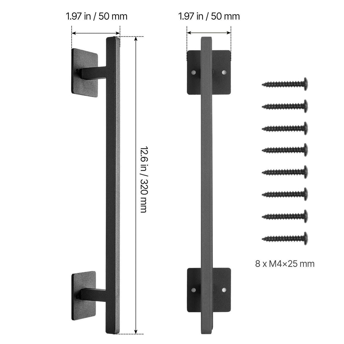Barn Door Handle, 2Pcs 12.6 in Rustic Fence Gate Handle, Rust-Resistant Coating, Heavy Duty Carbon Steel Outdoor Gate Handles, Easy to Install, Metal Sliding Door Pulls for Garage Shed Pantry