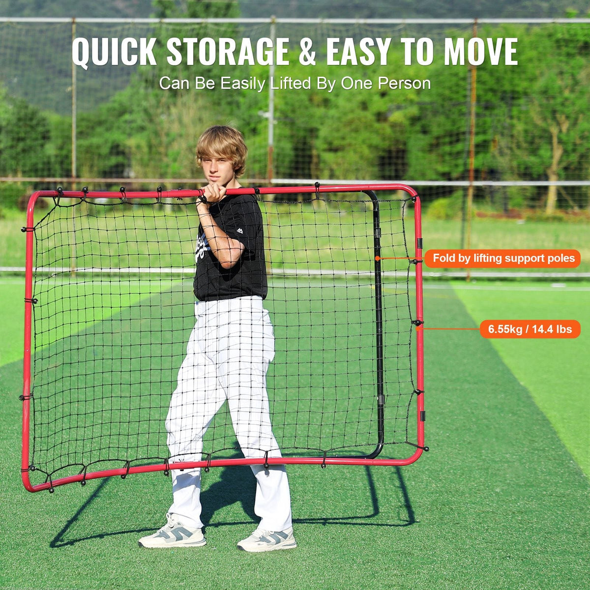 Baseball And Softball Rebounder Net, 4 x 5.5 ft PitchBack Baseball Pitching Nest, Pitch Return Trainer Rebound Net with Pitching Target, All Angle Fielding Rebound Net for Grounders Pop Flies