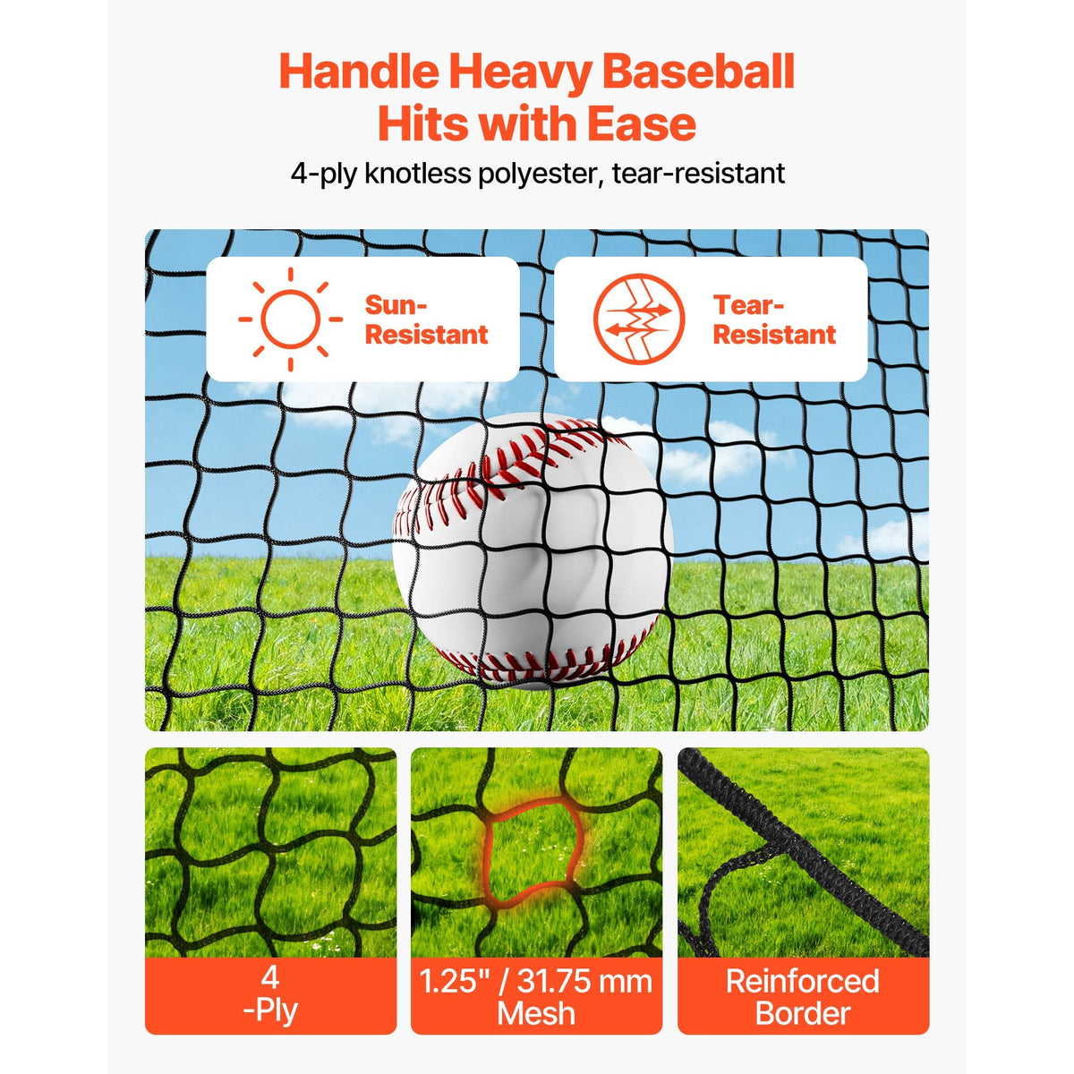 Baseball Batting Cage, 12.0 x 10.2 x 7.6 FT Freestanding Portable Batting Cage, Hitting Cages with 4-Ply Knotless Polyester & Pitching Machine Opening, Battings Cages Netting for Indoor Outdoor