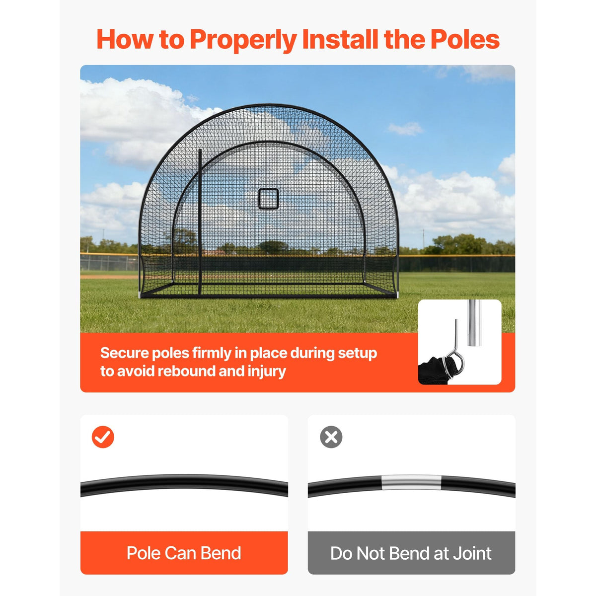 Baseball Batting Cage, 12.0 x 10.2 x 7.6 FT Freestanding Portable Batting Cage, Hitting Cages with 4-Ply Knotless Polyester & Pitching Machine Opening, Battings Cages Netting for Indoor Outdoor