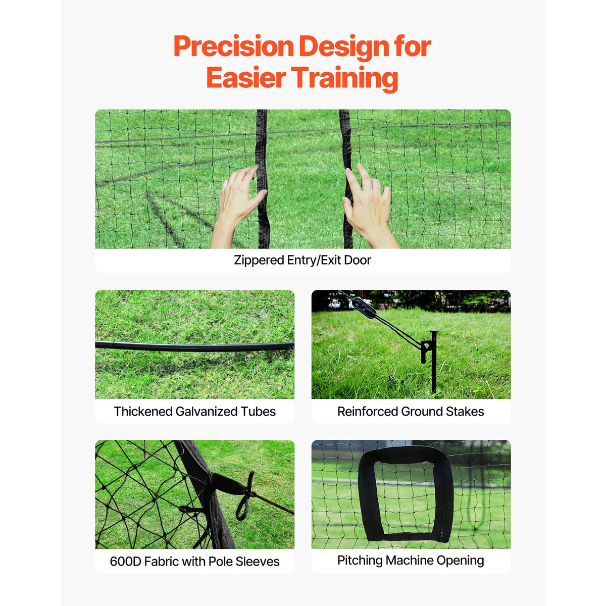 Baseball Batting Cage, 19.9 x 12.0 x 8.2 FT Freestanding Portable Batting Cage, Hitting Cages with 30-Ply Knotted HDPE & Pitching Machine Opening, Battings Cages Netting for Indoor Outdoor