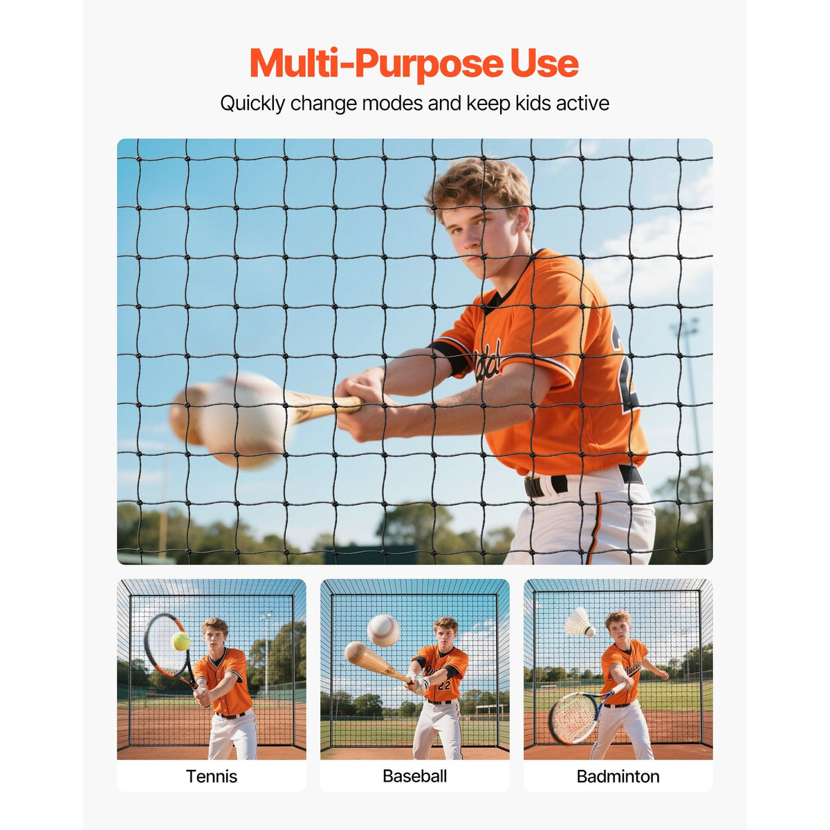 Baseball Batting Cage, 35.0 x 10.5 x 10.2 FT Freestanding Portable Batting Cage, Hitting Cages with 45-Ply Knotted HDPE & Long Positioning Ropes, Battings Cages Netting for Indoor Outdoor