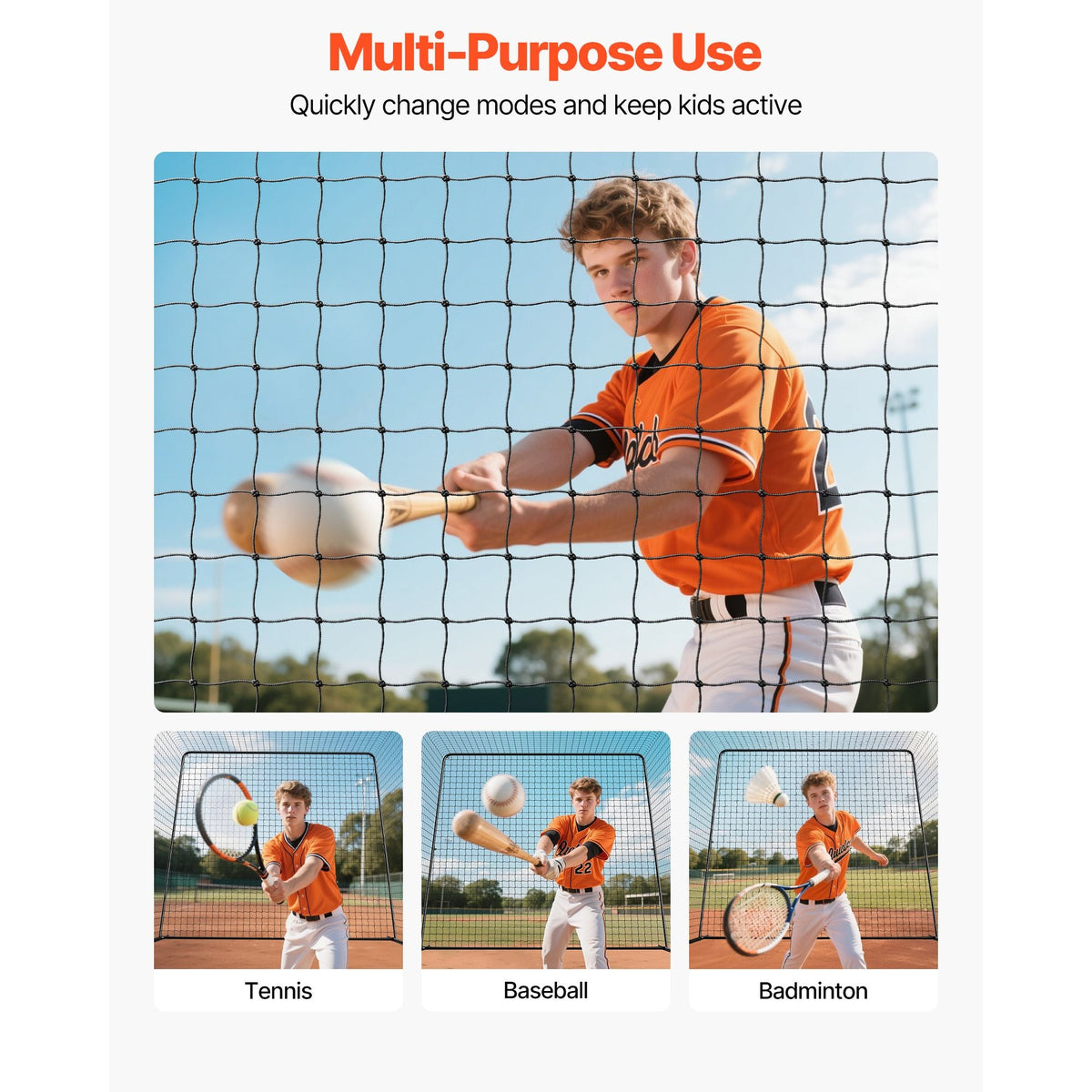 Baseball Batting Cage, 39.4 x 12.1 x 10.2 FT Freestanding Portable Batting Cage, Hitting Cages with 45-Ply Knotted HDPE & Long Positioning Ropes, Battings Cages Netting for Indoor Outdoor