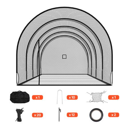 Baseball Batting Cage, 40.0 x 12.1 x 10.0 FT Freestanding Portable Batting Cage, Hitting Cages with 4-Ply Knotless Polyester & Pitching Machine Opening, Battings Cages Netting for Indoor Outdoor