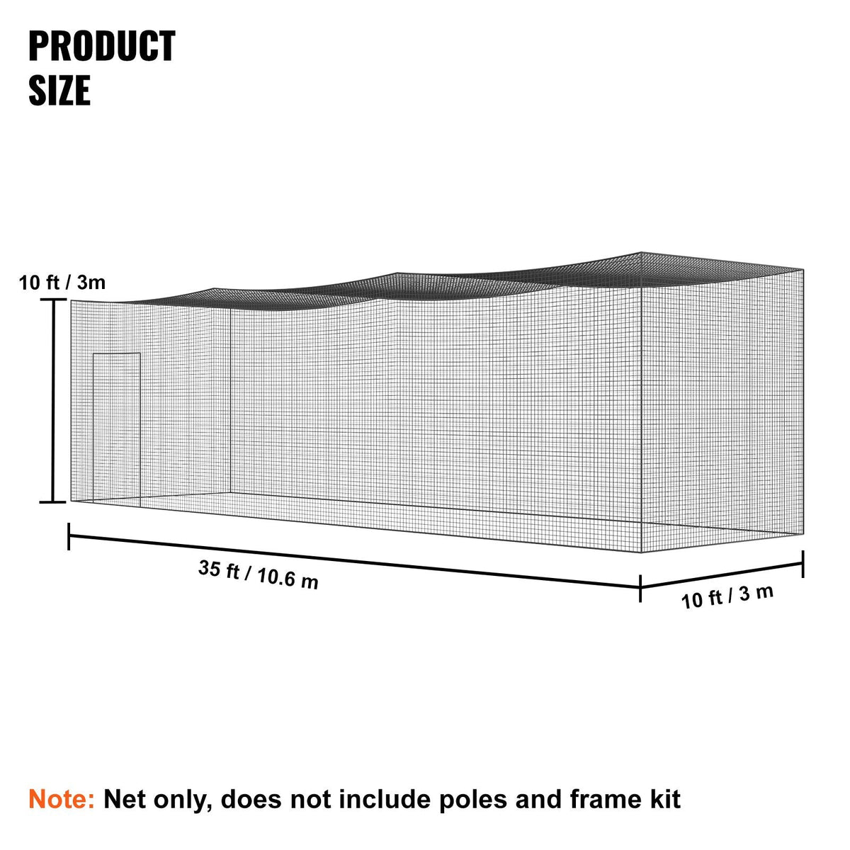Baseball Batting Netting, Professional Softball Baseball Batting Hitting Training Net, Practice Portable Pitching Cage Net with Door & Carry Bag, Heavy Duty Enclosed PE Netting, 35FT (NET ONLY)