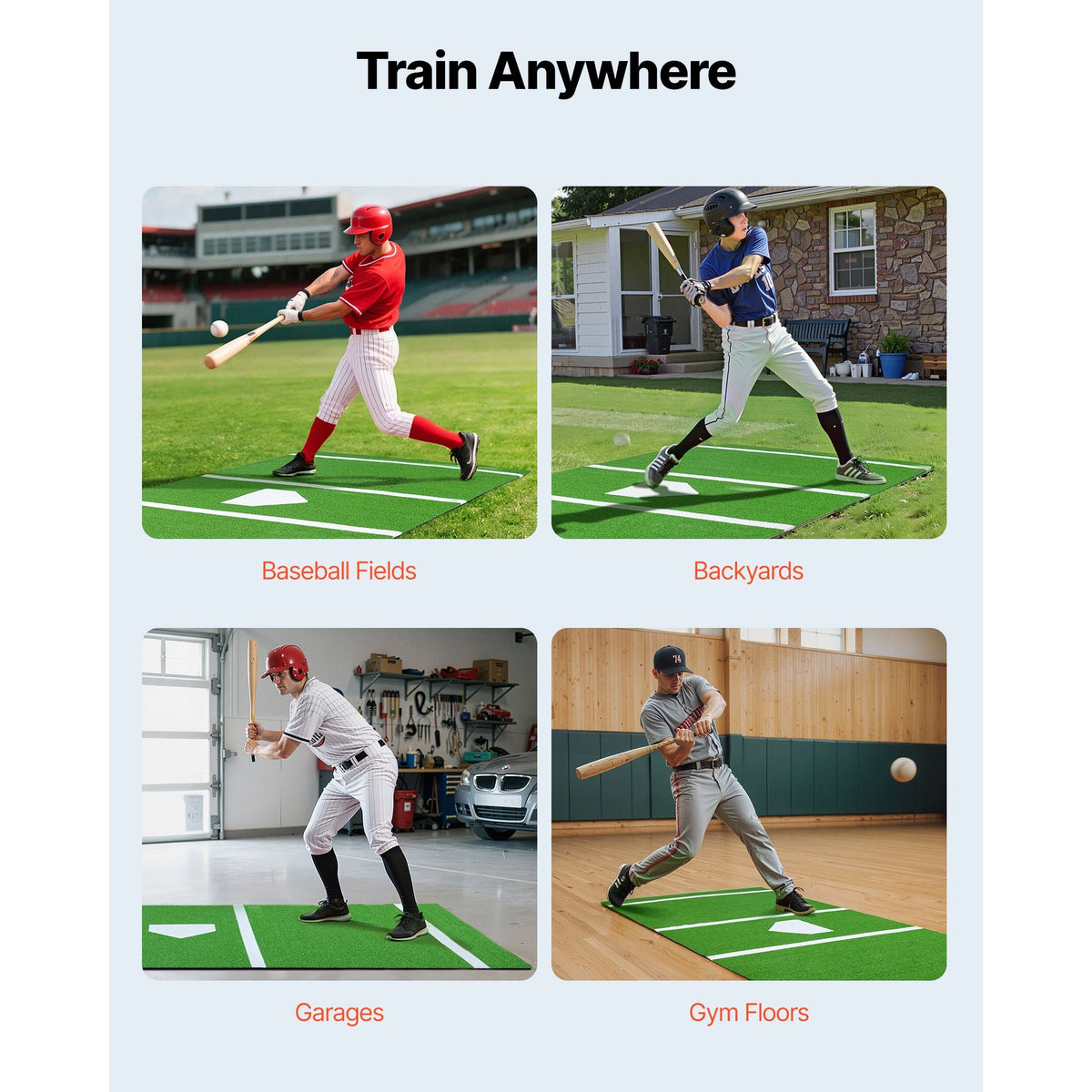 Baseball Hitting Mat, 12x6 ft Batting Cage Mat, Batters Box Turf Mats, Softball Batting Practice Equipment with Home Plate and Anti Fade Turf, Portable Training Aid for Indoor Outdoor, Green