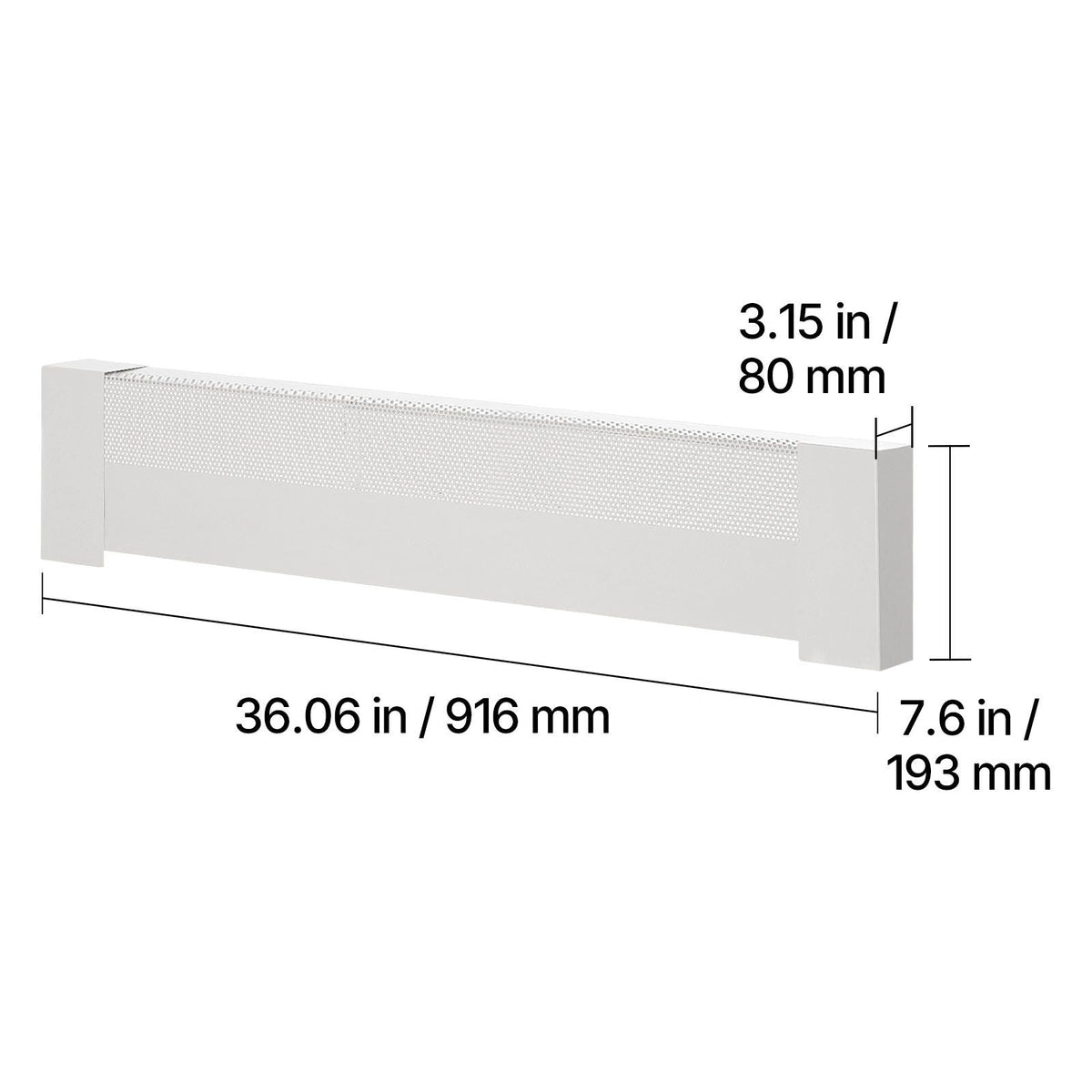 Baseboard Heater Covers, Basic Series 3 ft Standard Electric Heating Unit Front Cover for Home Improvement, Heavy-duty Steel, Easy Installation for Bedroom Replacing Old Cover, White