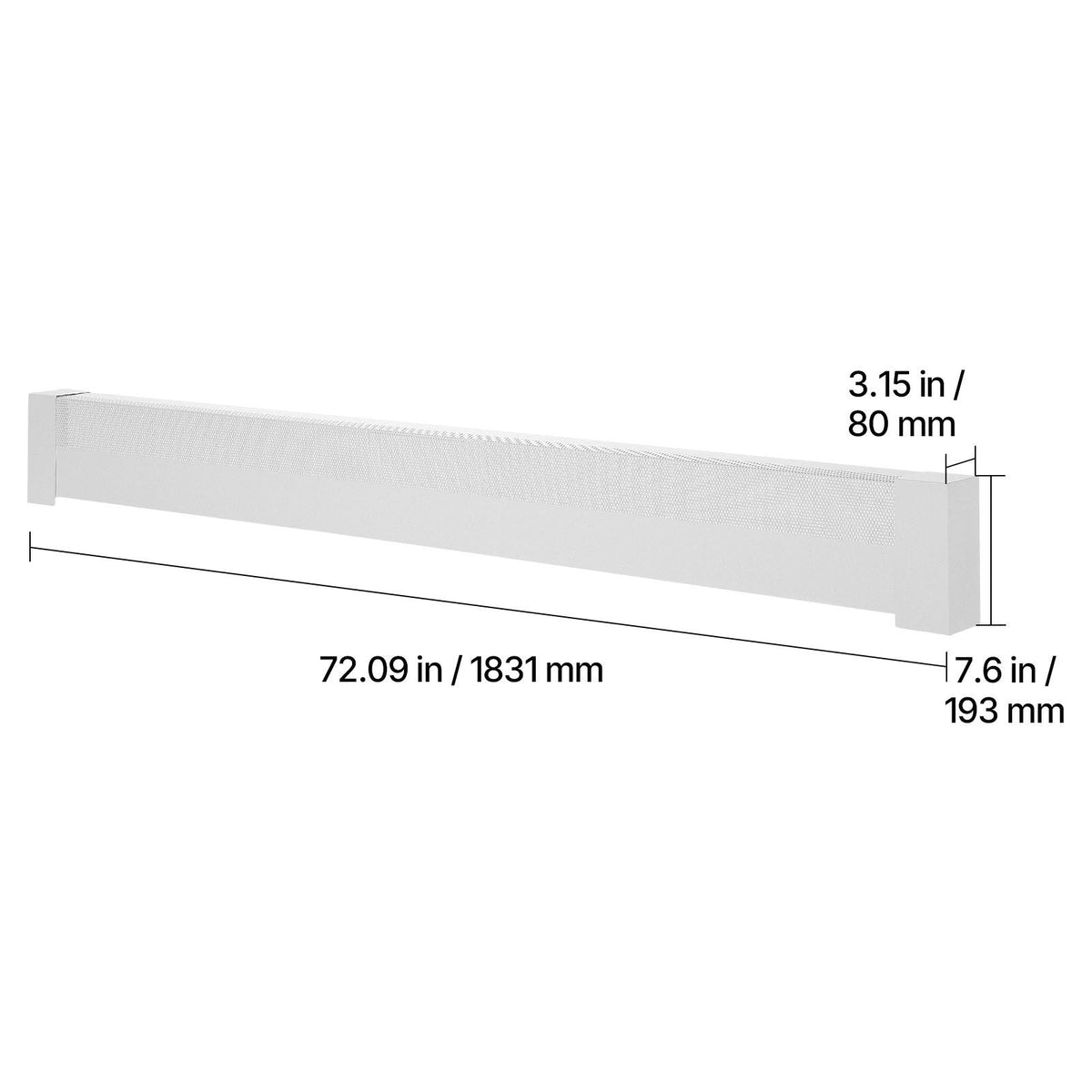 Baseboard Heater Covers, Basic Series 6 ft Standard Electric Heating Unit Front Cover for Home Improvement, Heavy-duty Steel, Easy Installation for Bedroom Replacing Old Cover, White