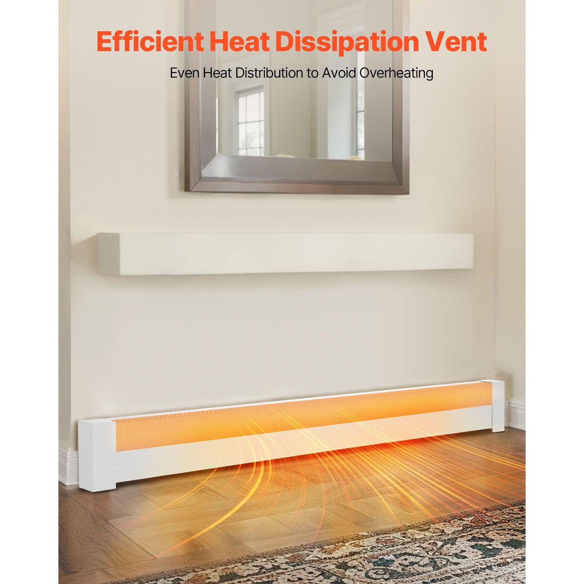 Baseboard Heater Covers, Basic Series 6 ft Standard Electric Heating Unit Front Cover for Home Improvement, Heavy-duty Steel, Easy Installation for Bedroom Replacing Old Cover, White