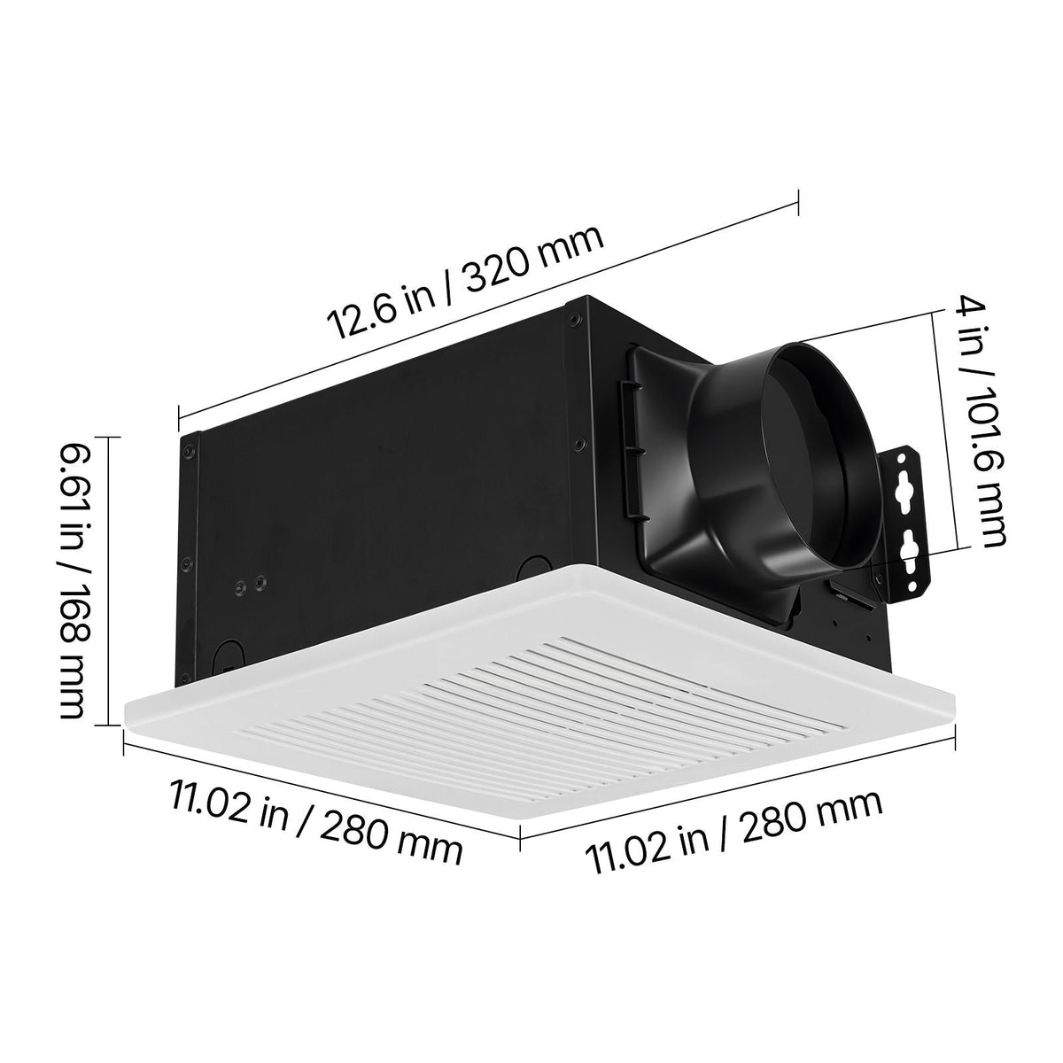 Bathroom Exhaust Fan, 110 CFM Bathroom Vent, 1.5 Sones Low-Noise, Premium Motor Ceiling Fan, Standard 4-inch Duct Interface for Laundry Room, Storage Room, Home Ventilation, White