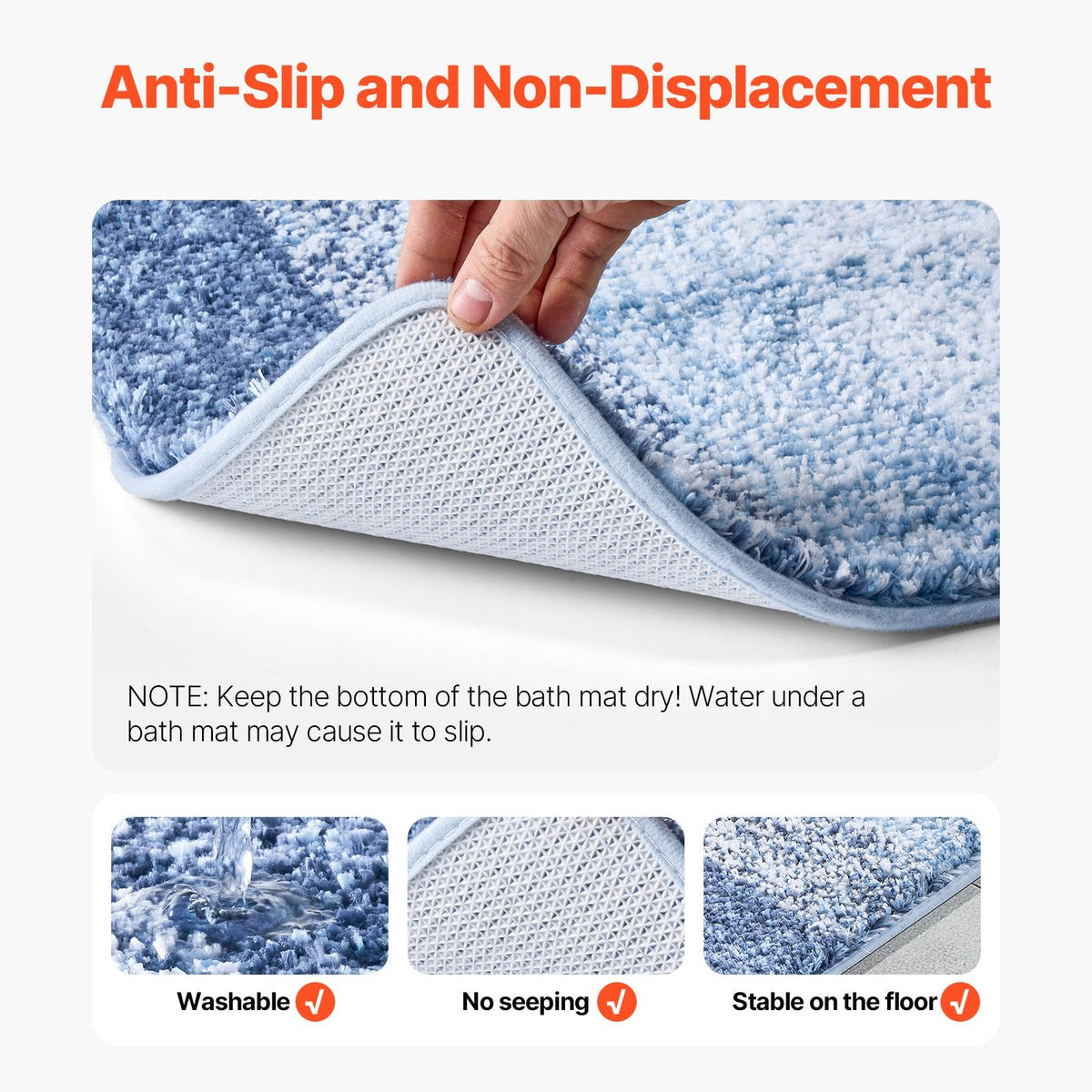 Bathroom Rug 30"x20" Absorbent Soft Bath Mat Machine Washable Quick Dry Non-Slip