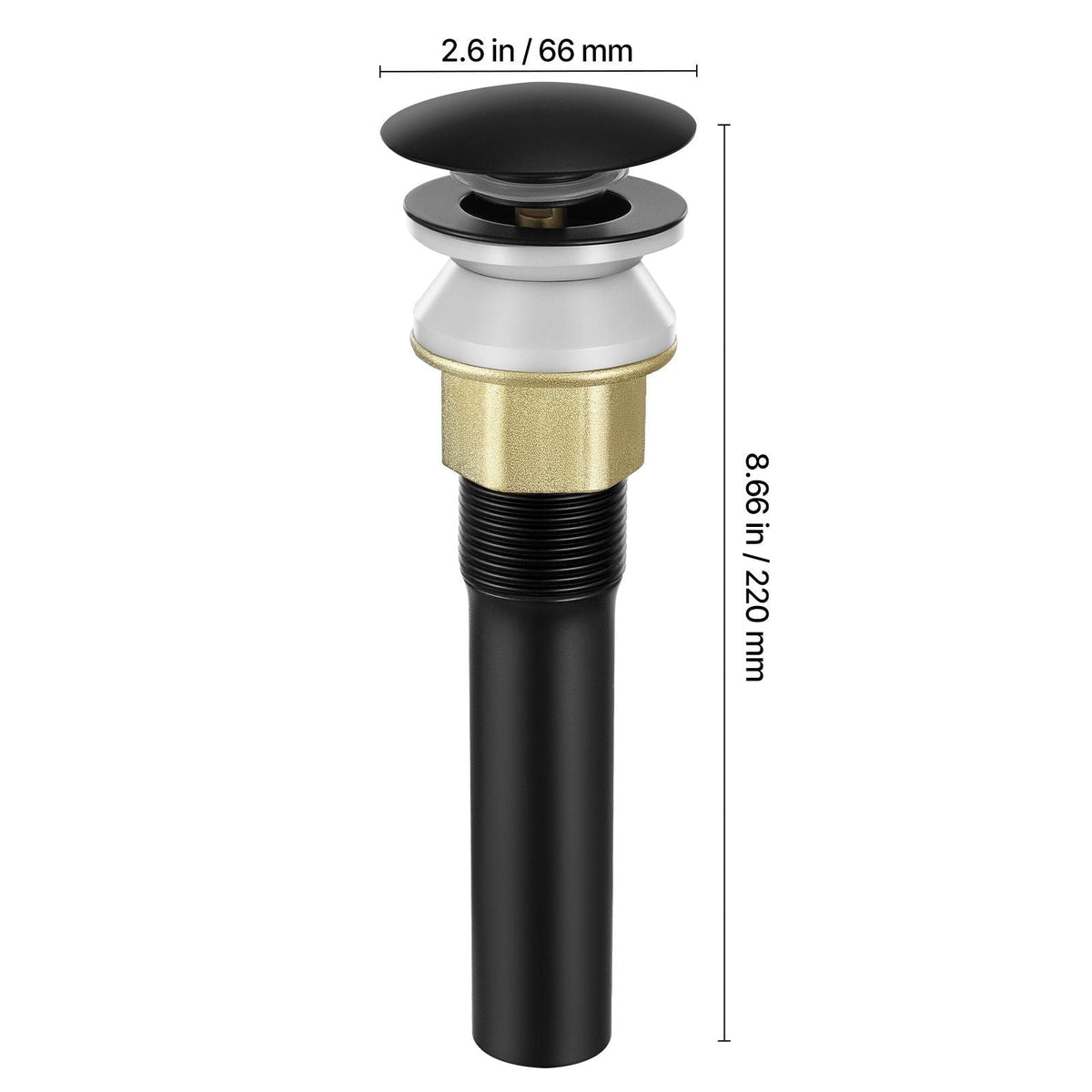 Bathroom Sink Drain with Overflow, Brass and 304 Stainless Steel Pop Up Drains, Anti-Clogging Vessel Sink Drain Strainer, All Metal Hair Catcher Drains Stopper, for Sinks with Overflow Holes