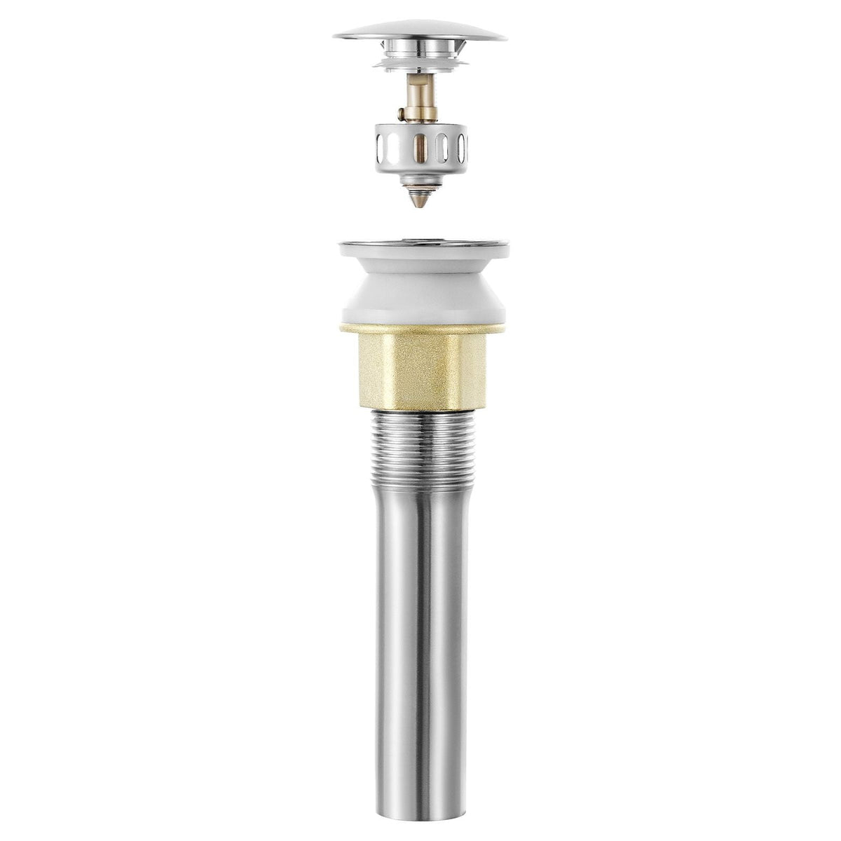 Bathroom Sink Drain Without Overflow, Brass and 304 Stainless Steel Pop Up Drains, Anti-Clogging Vessel Drain Strainer, All Metal Hair Catcher Drains Stopper, for Sinks Without Overflow Holes