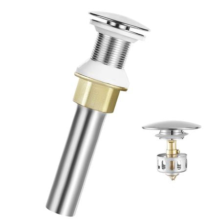 Bathroom Sink Drain Without Overflow, Brass and 304 Stainless Steel Pop Up Drains, Anti-Clogging Vessel Drain Strainer, All Metal Hair Catcher Drains Stopper, for Sinks Without Overflow Holes