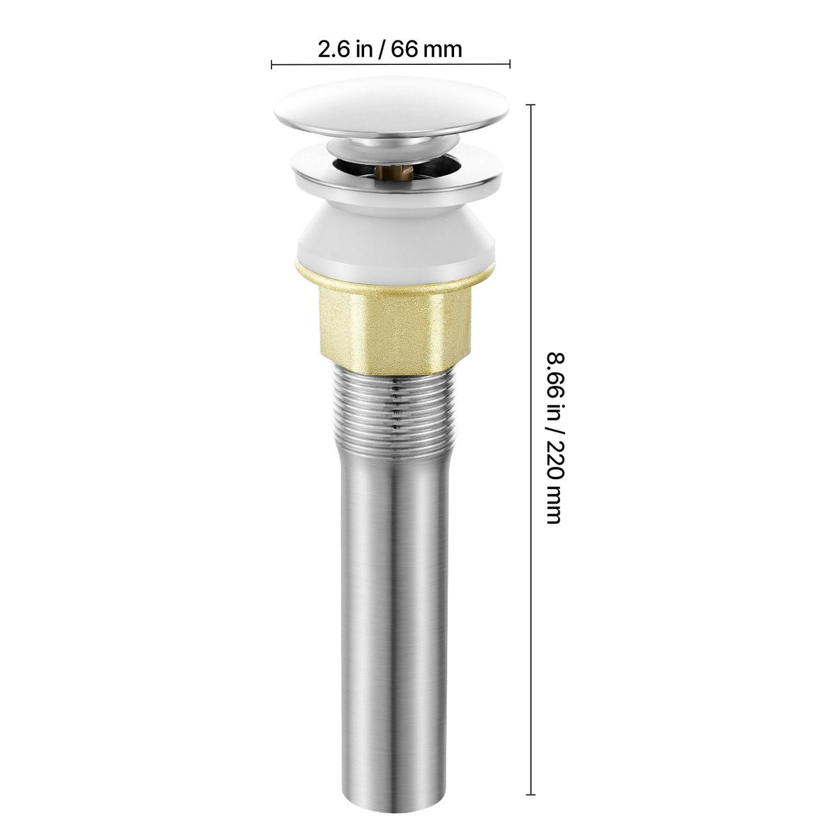 Bathroom Sink Drain Without Overflow, Brass and 304 Stainless Steel Pop Up Drains, Anti-Clogging Vessel Drain Strainer, All Metal Hair Catcher Drains Stopper, for Sinks Without Overflow Holes