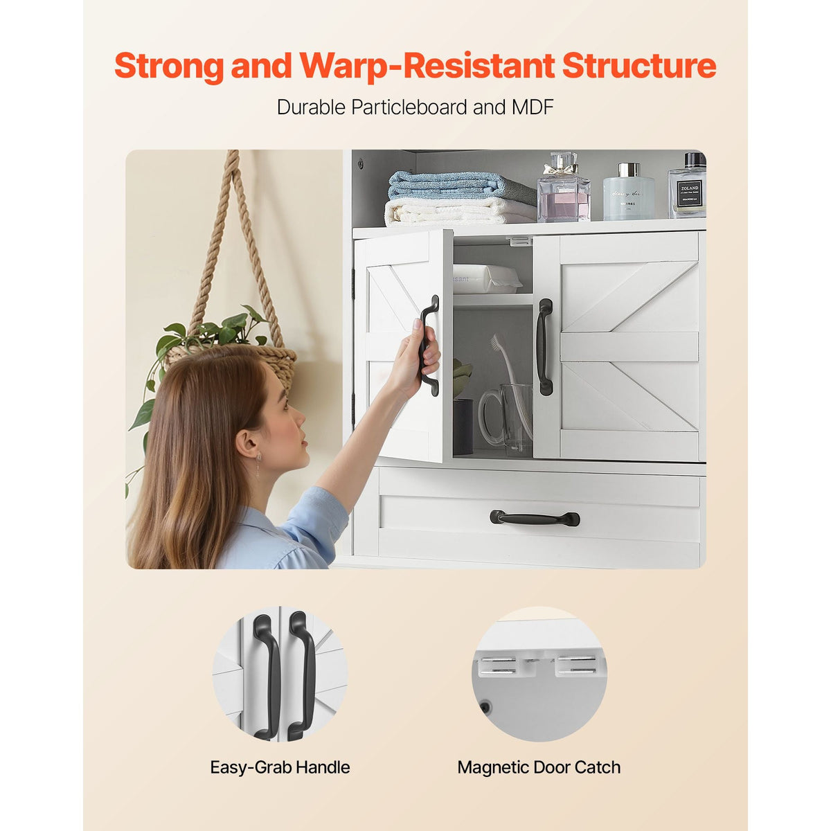 Bathroom Wall Cabinet, 2 Doors & Adjustable Shelf, Over the Toilet Storage Medicine Cabinet Wall Mounted, Hanging Organizer with Drawer & Open Partition for Laundry Room Kitchen Restroom, White