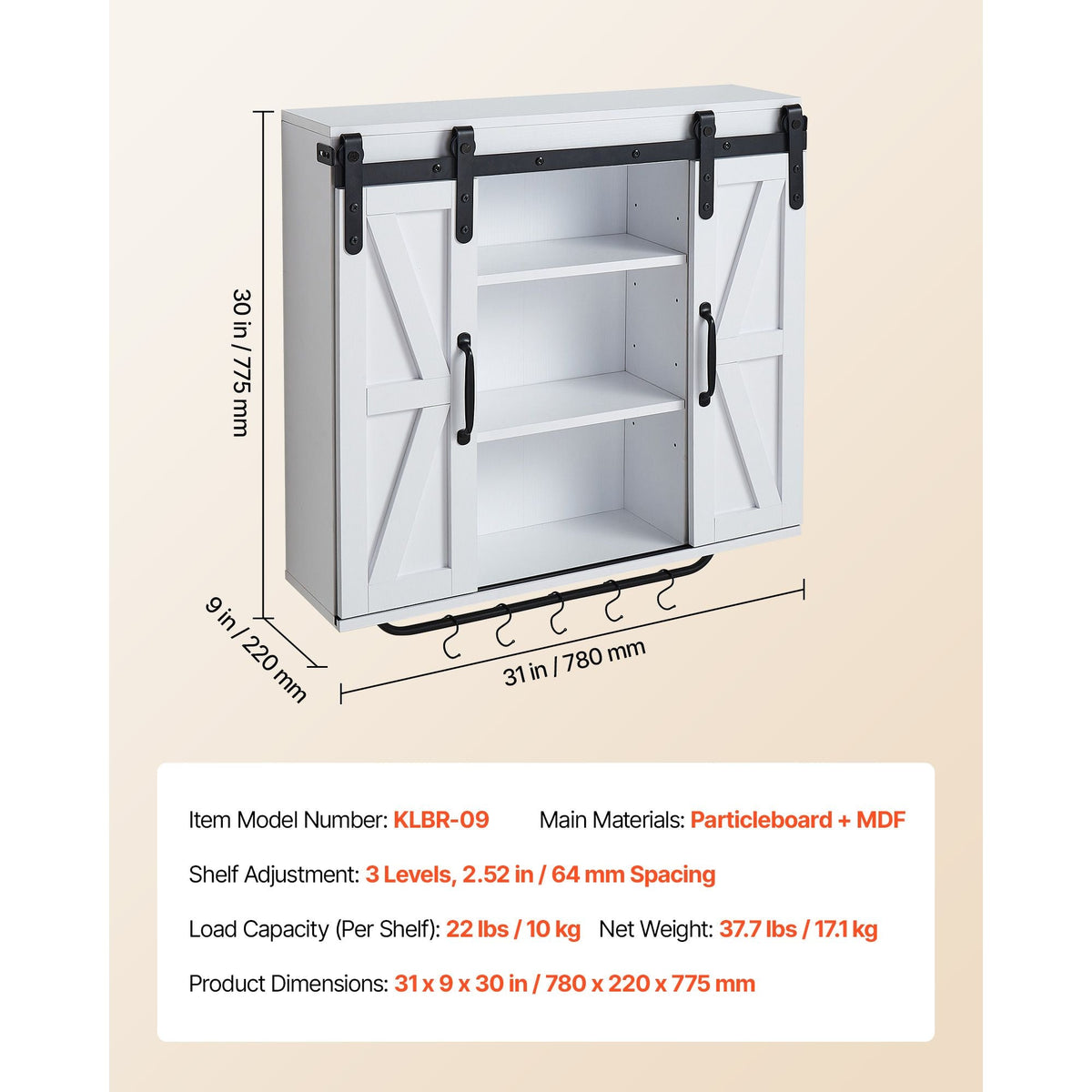 Bathroom Wall Cabinet, 2 Doors and Adjustable Shelf, Over the Toilet Storage Medicine Cabinet Wall Mounted, Hanging Organizer with Open Partition/Towel Bar/Hooks for Laundry Room Kitchen, White