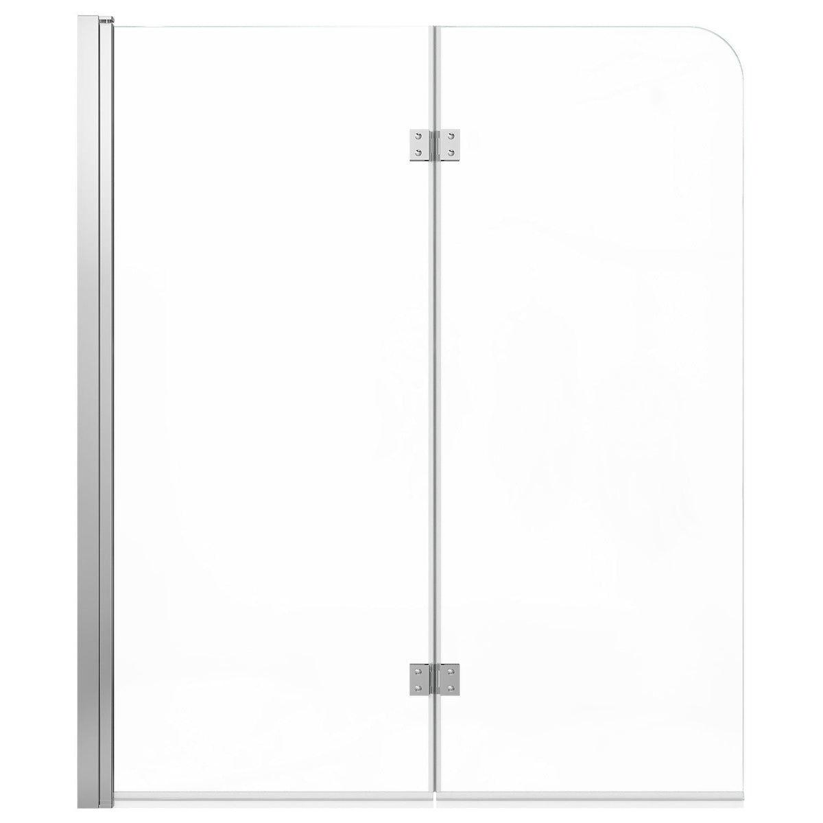 Bathtub Shower Door 47" W x 55" H Semi-Frameless Bi-Fold Tub Door, 1/4" Clear Tempered Glass, Easy-Clean Nano Coating, 180° Folding, Adjustable Sealing Strip, for Home Bathroom Tub, Silver