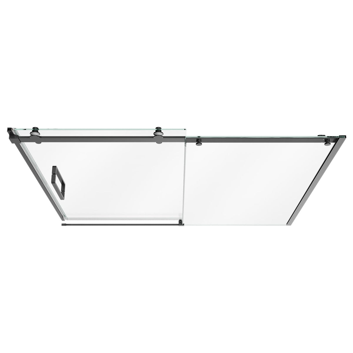 Bathtub Shower Door 60" W x 60" H Semi-Frameless Sliding Door Black, 5/16" Thick Clear Tempered Glass, Sliding Tub Shower Door with 2 Stainless Steel Handles, Nano Coating, for Bathroom Tubs