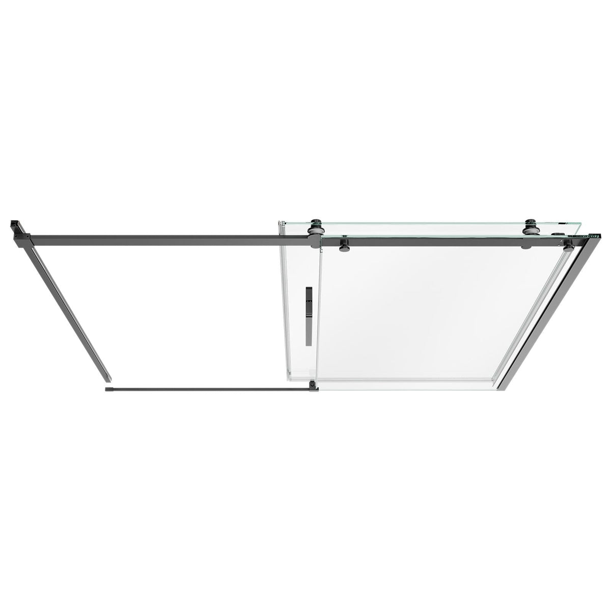 Bathtub Shower Door 60" W x 60" H Semi-Frameless Sliding Door Black, 5/16" Thick Clear Tempered Glass, Sliding Tub Shower Door with 2 Stainless Steel Handles, Nano Coating, for Bathroom Tubs