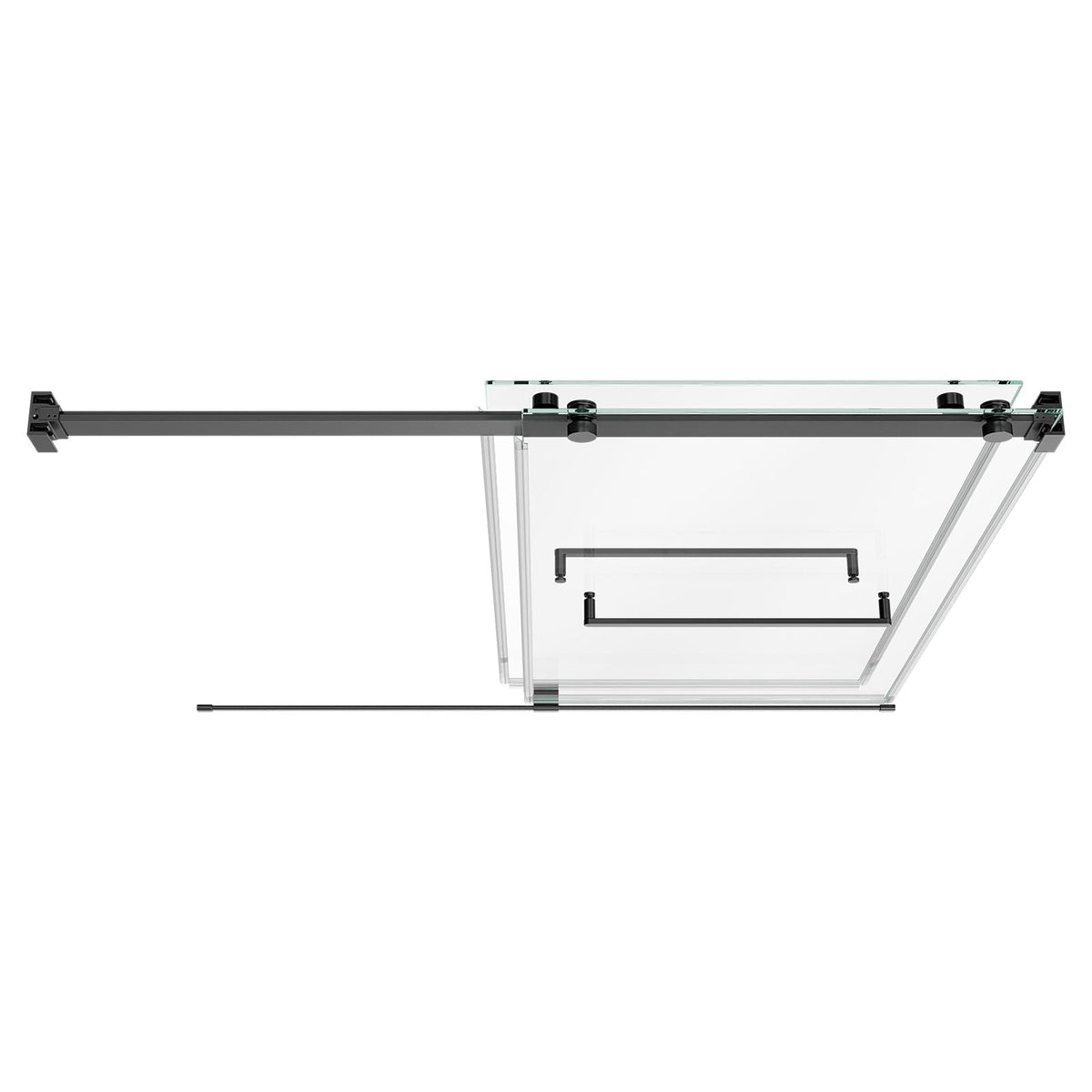 Bathtub Shower Door 60"W x 60"H Frameless Bypass Sliding Doors Black, 5/16" Clear Tempered Glass, Double Sliding Tub Shower Doors with 2 Stainless Steel Handles, Nano Coating, for Bathroom Tubs